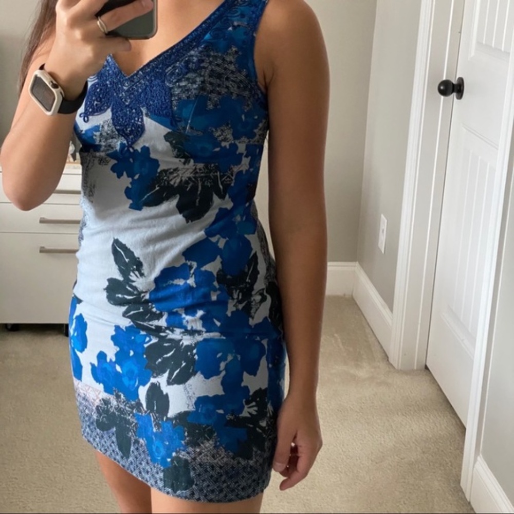 Vintage Free People Blue Floral Dress